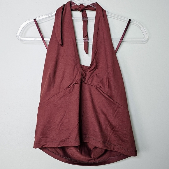 By Anthropologie Women's Tailored Tied Halter Top, LARGE, Cocoa Brown - Picture 4 of 8
